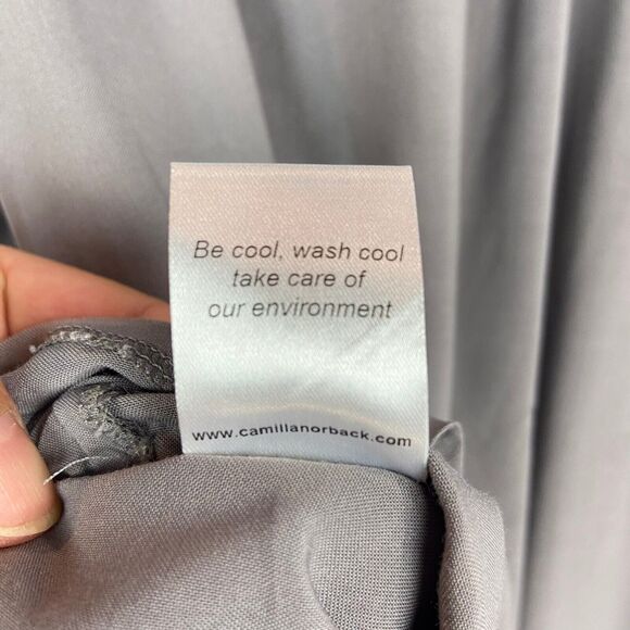 Camilla Norrback Tie Neck Blouse Size S Gray Tencel Button Up Top Long Sleeve - Picture 11 of 11